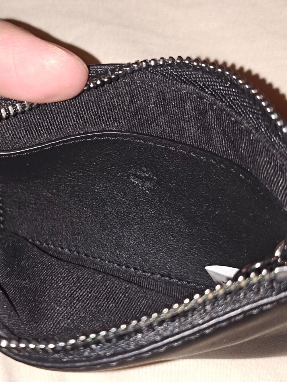 MCM Black Leather Zip Pouch with Purple Logo - Picture 7 of 10